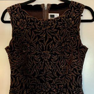 Tadashi Maroon Beaded Velvet Cut Out Top